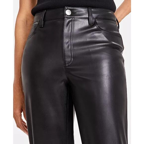 INC Women’s Faux-Leather Straight-Leg Pants Black Mob wife Matrix Vamp Size 8 - Picture 4 of 10